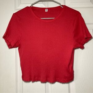 Uniqlo Ribbed Crop Tee Sz L
